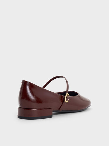 Gertrude Patent Round-Toe Mary Janes, Burgundy, hi-res
