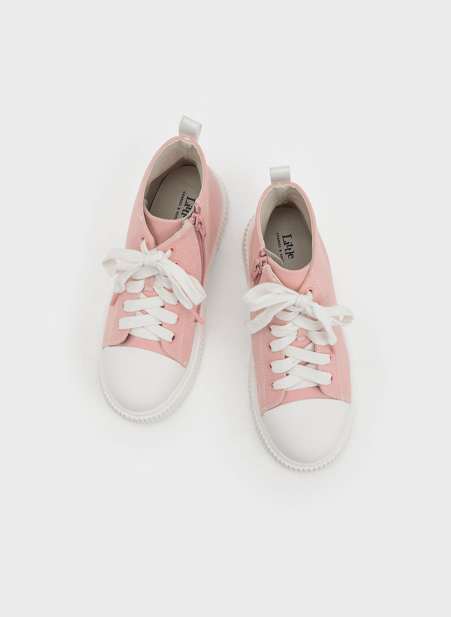 Girls' Recycled Cotton High-Top Sneaker Boots, Pink, hi-res