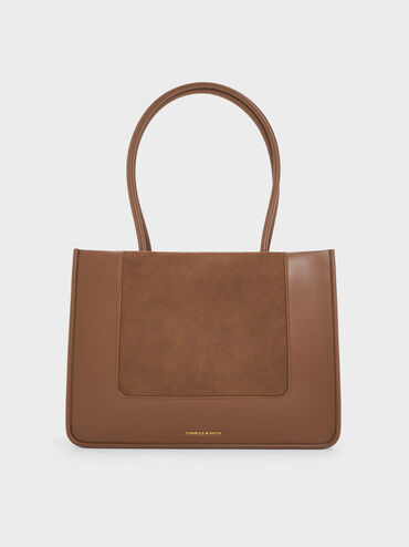 Daylla Recycled Suede Tote Bag, Mocha Brown, hi-res