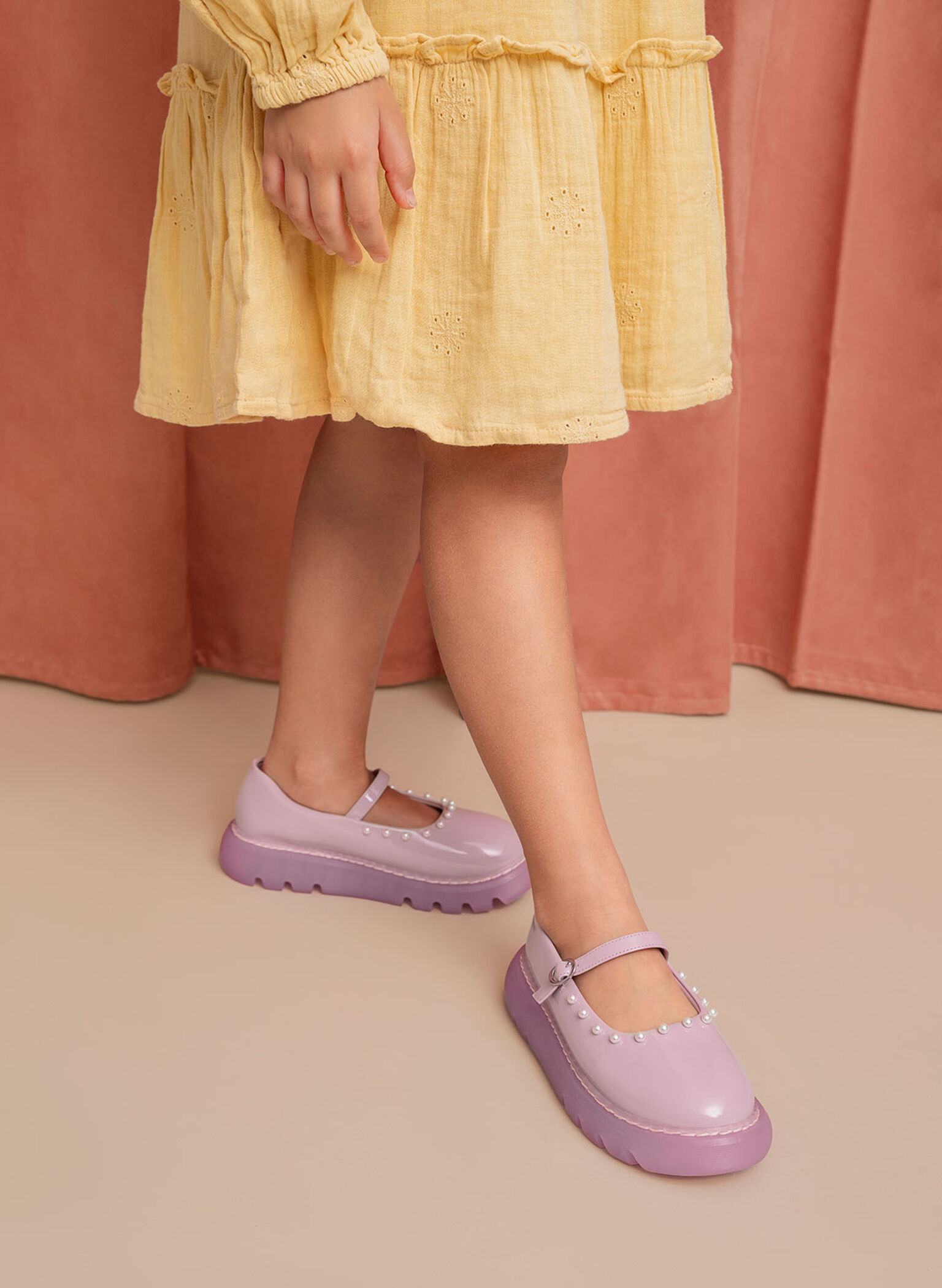 Girls' Bead-Embellished Patent Mary Janes, Lilac, hi-res