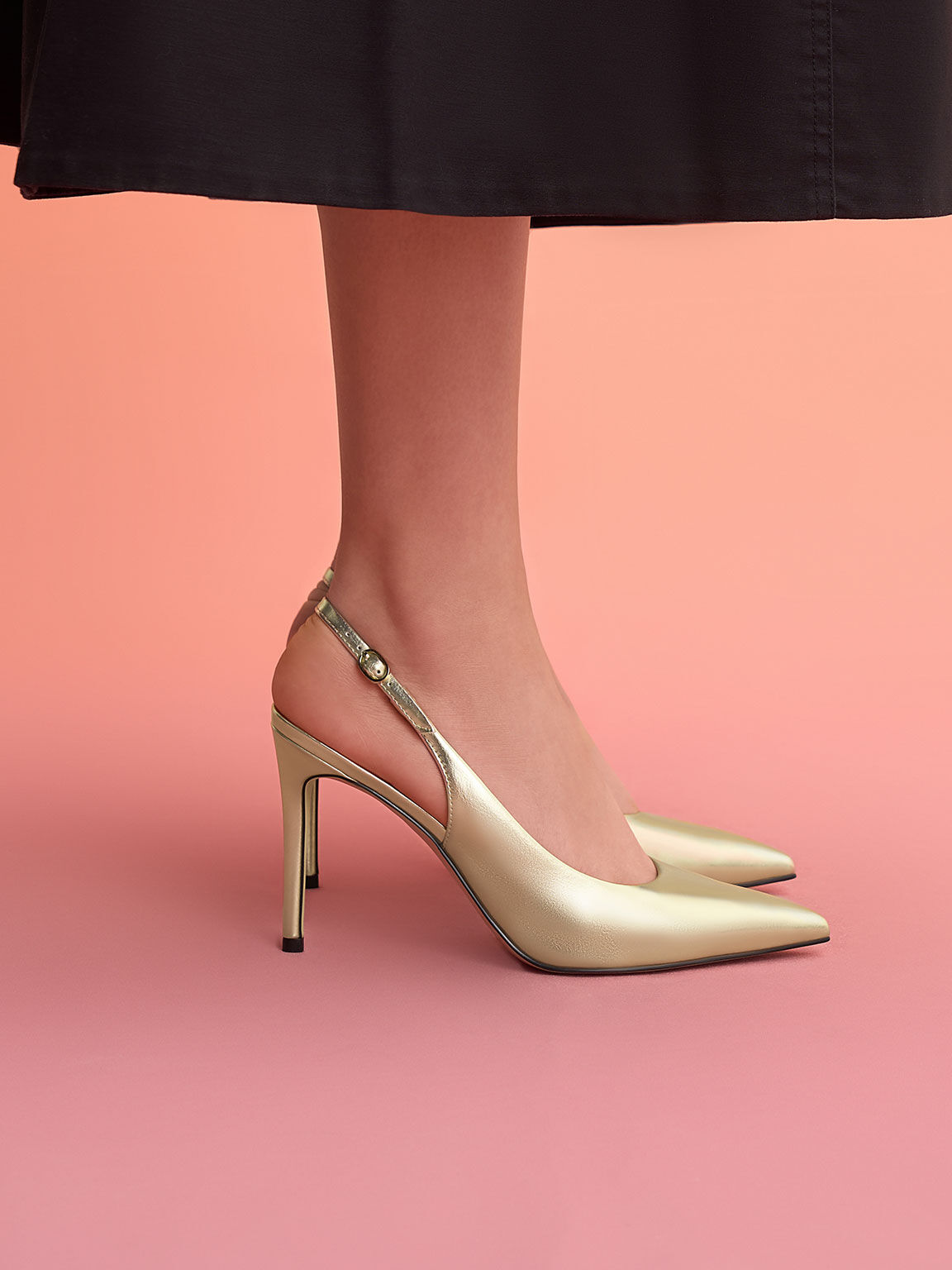 Gold closed toe pumps top