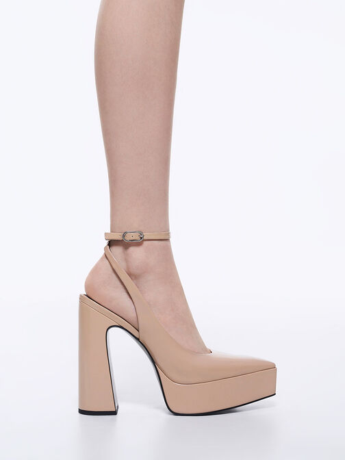 Guinevere Patent Platform Pumps, Nude, hi-res