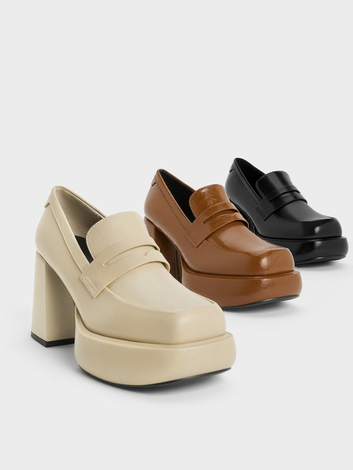 Monique Platform Loafer Pumps Chalk