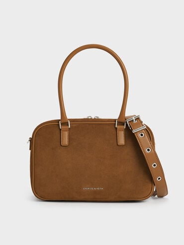 Sianna Recycled Suede Bowling Bag, Sienna Brown, hi-res
