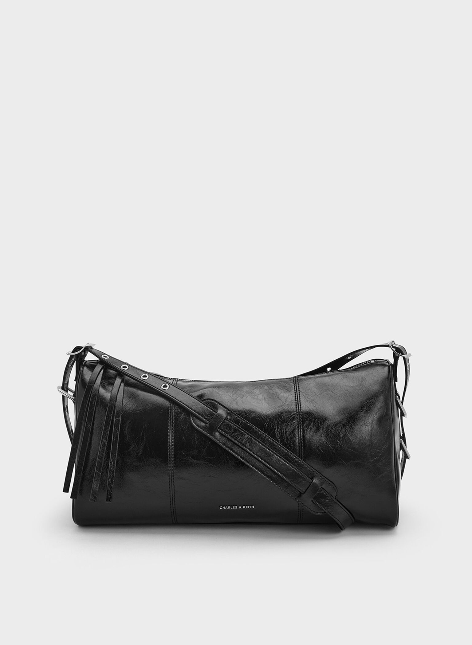 Bryna Panelled Grommet-Strap Crossbody Bag, Noir, hi-res