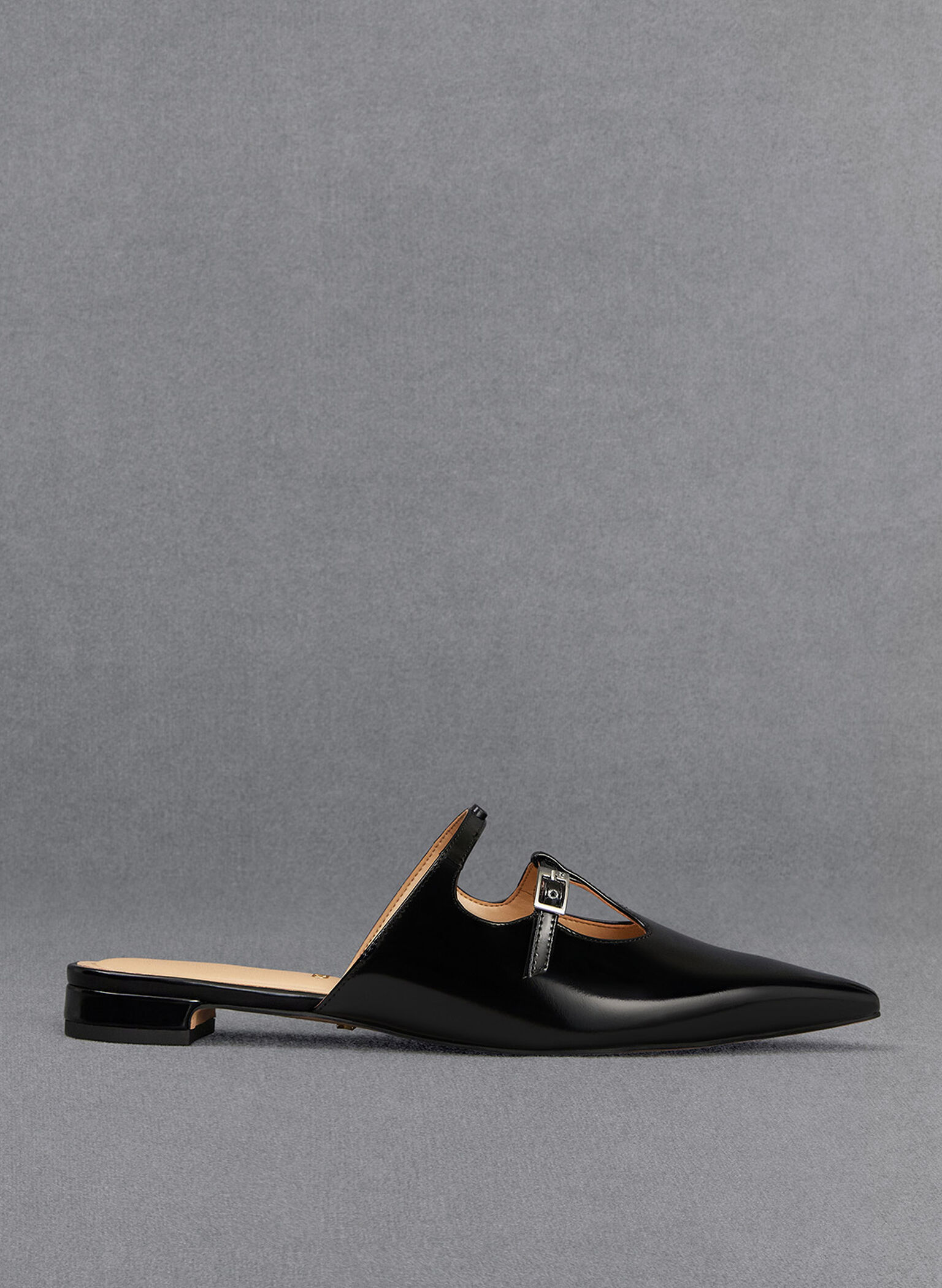 Leather T-Bar Double-Strap Mules, Black Box, hi-res