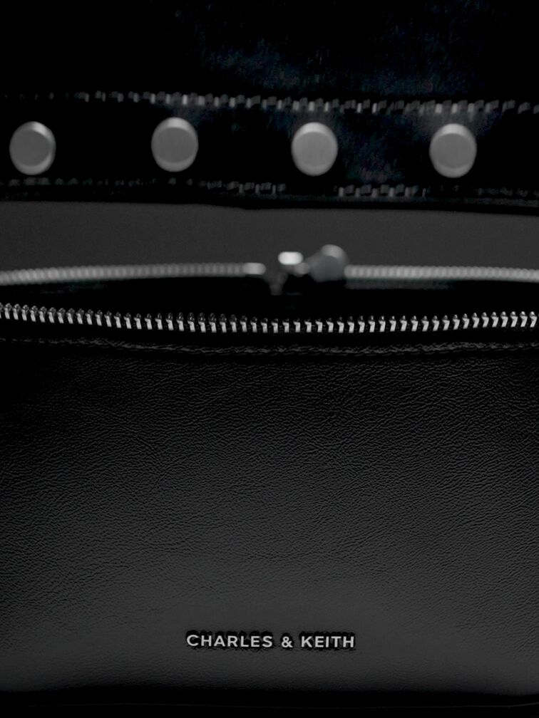 Bobbie Studded Convertible Two-Way Bucket Bag, Noir, hi-res