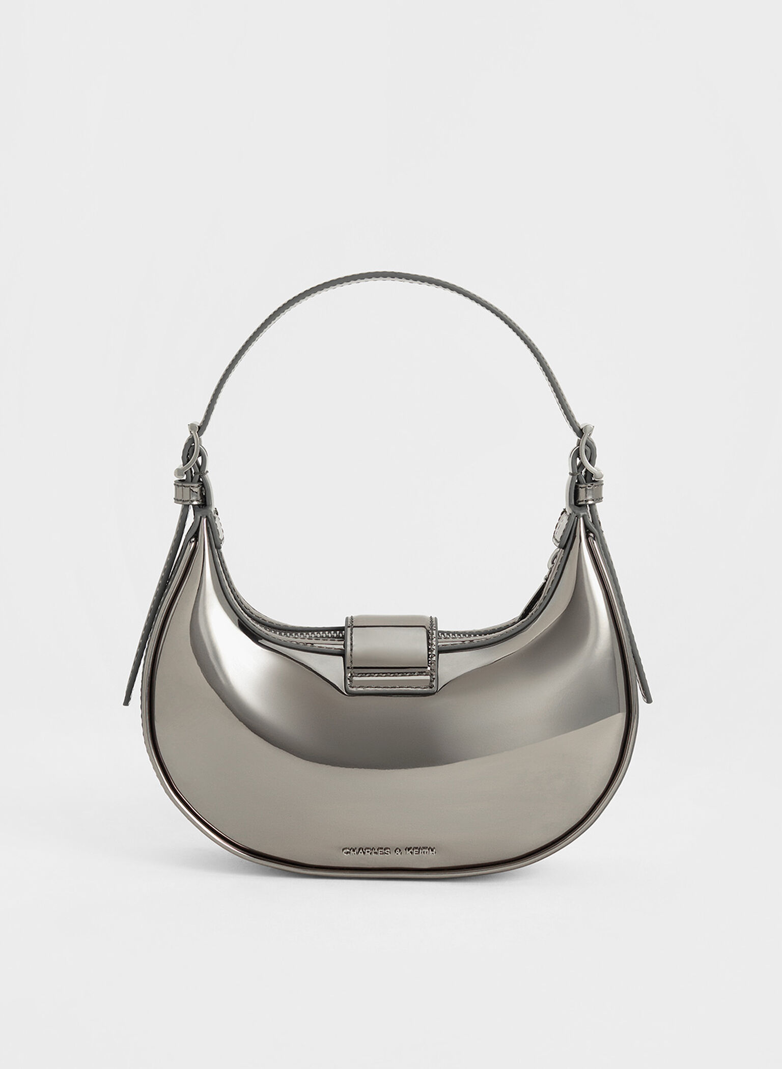 Trice Metallic Accent Belted Shoulder Bag, Pewter, hi-res