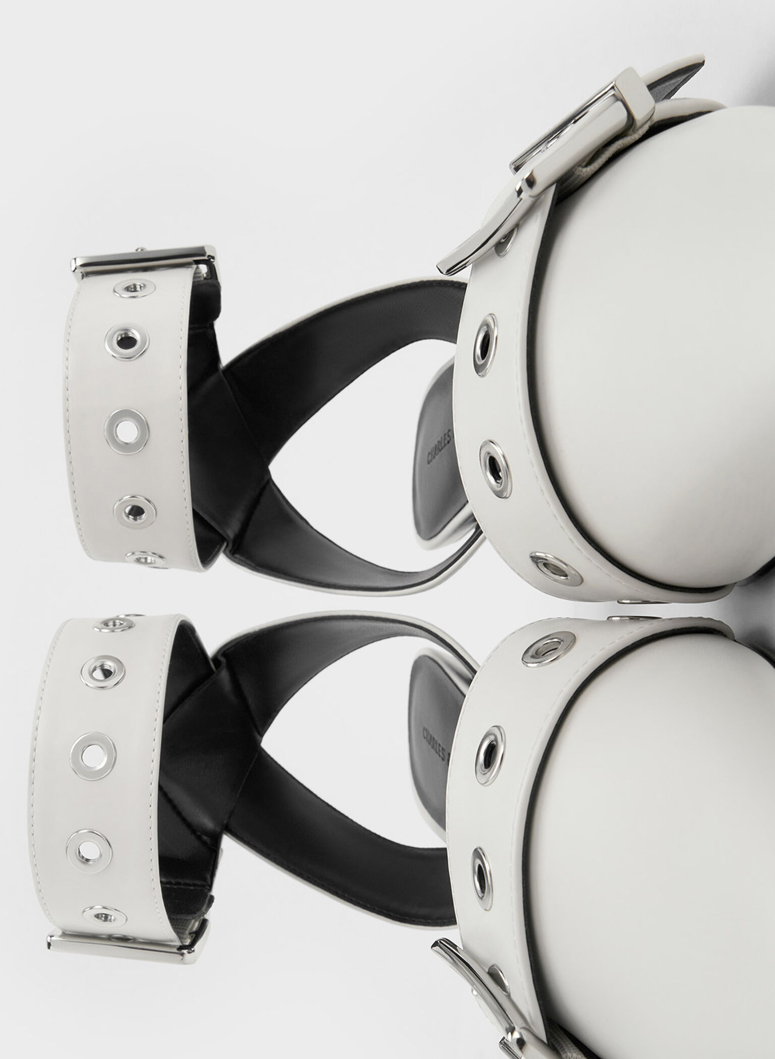 Grommet-Strap Kitten-Heel Pumps, White, hi-res