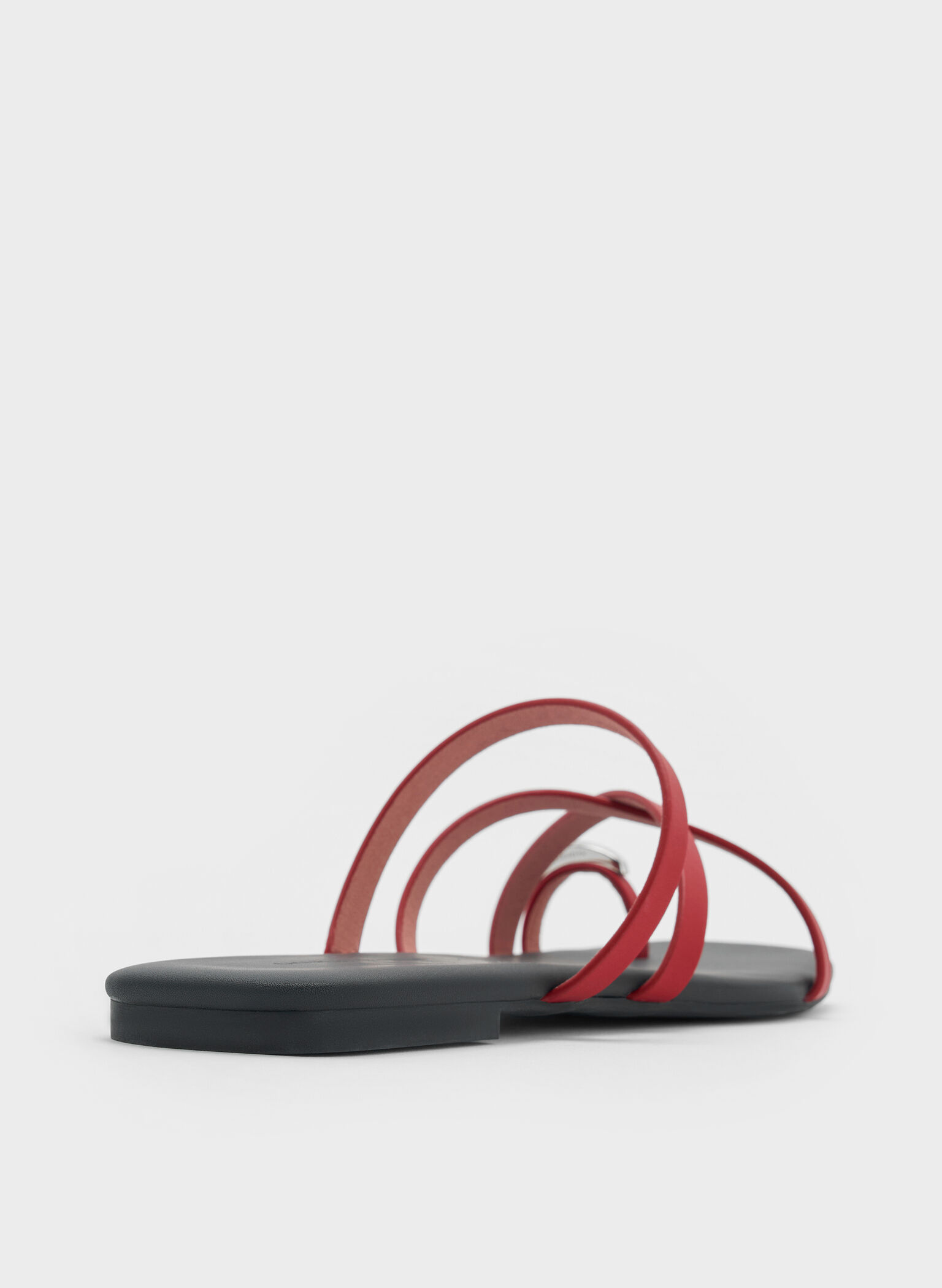 Metallic-Accent Strappy Toe-Ring Sandals, Red, hi-res