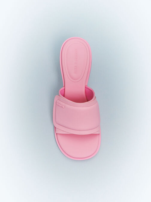 Puffy Sculptural Heel Mules, Pink, hi-res