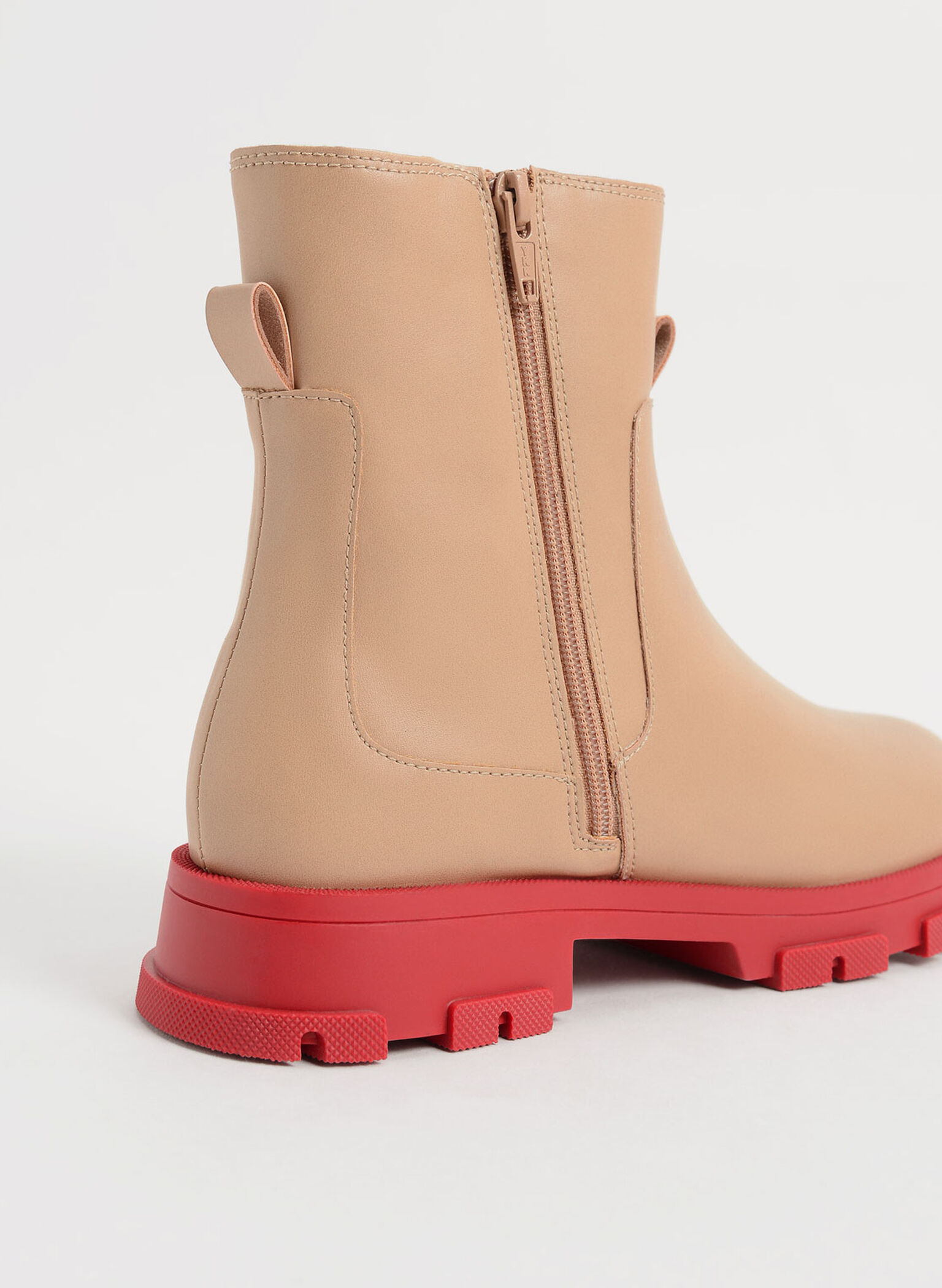 Girls' Chunky Coloured Sole Chelsea Boots, Nude, hi-res