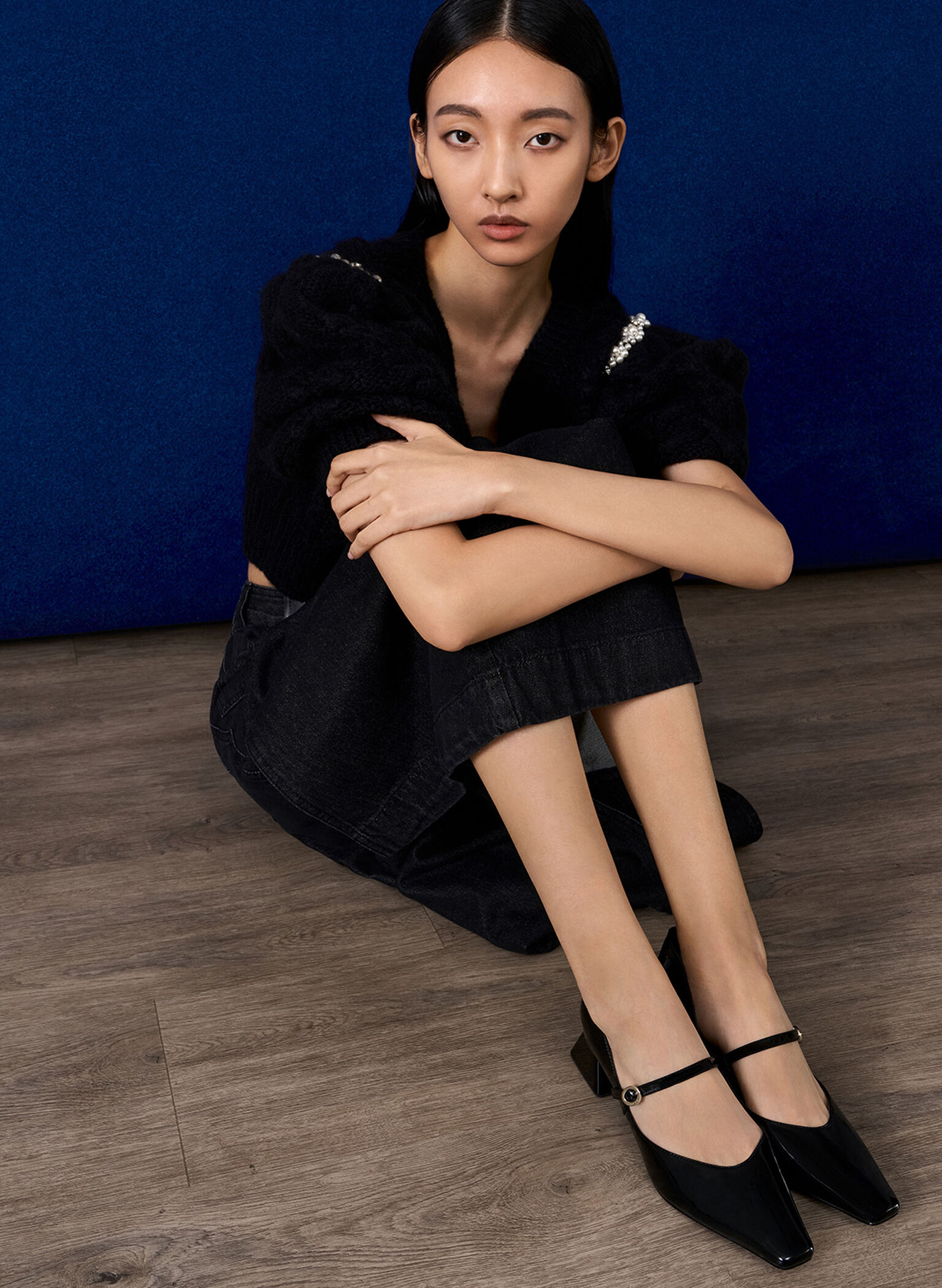 Roxane Patent Square-Toe Mary Janes, Black Patent, hi-res