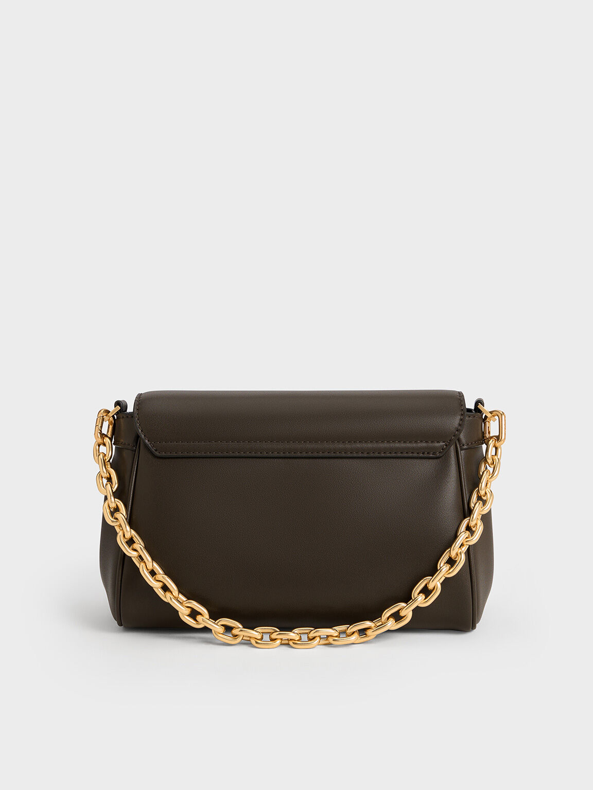 Calla Front Flap Chain Handle Bag Dark Moss