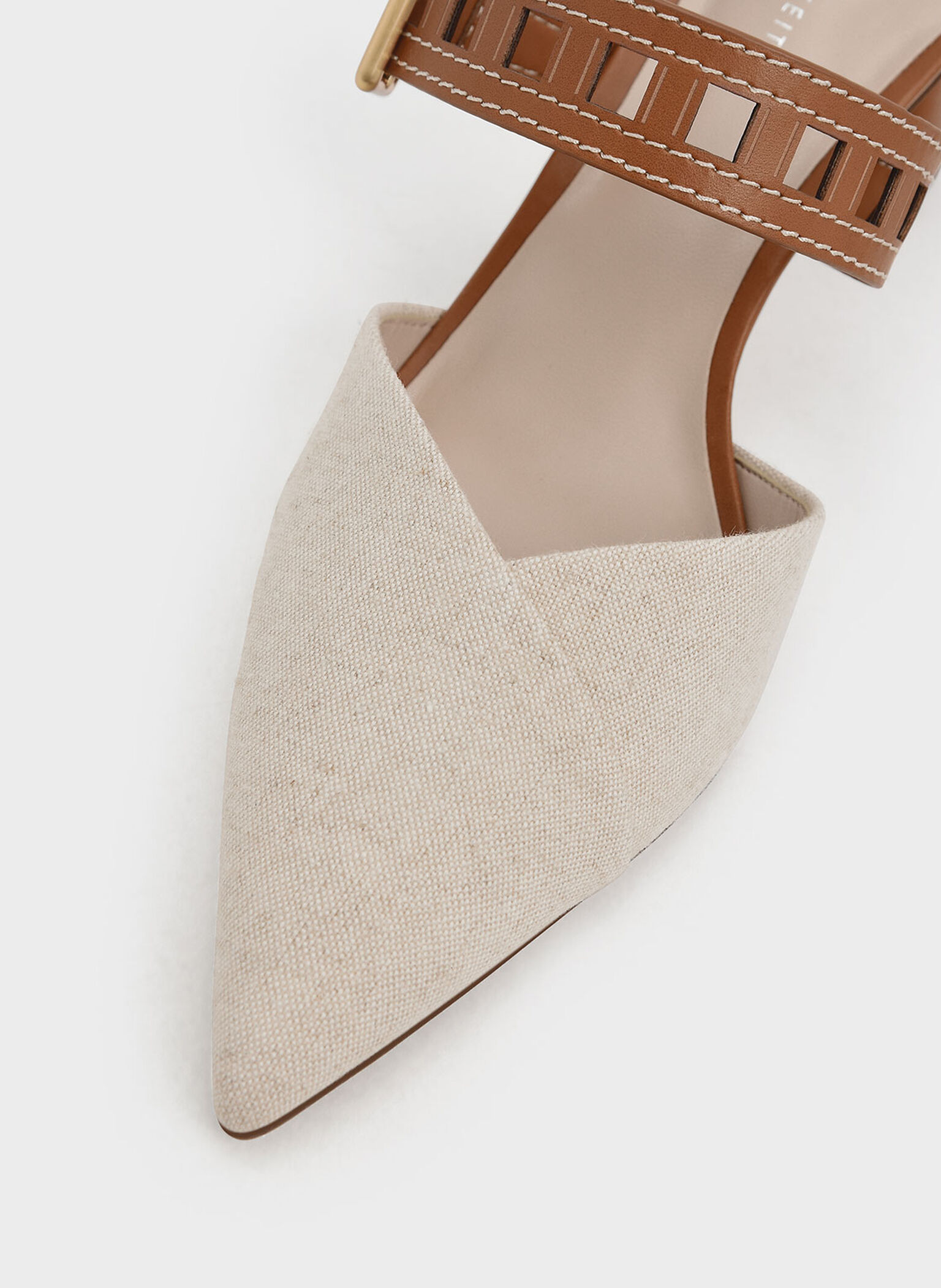 Sepphe Cut-Out Strap Heeled Mule Pumps, Caramel, hi-res