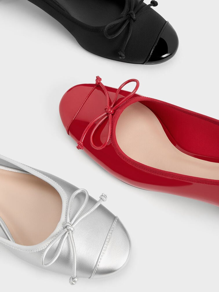 Glennis Bow Ballet Pumps, Silver, hi-res