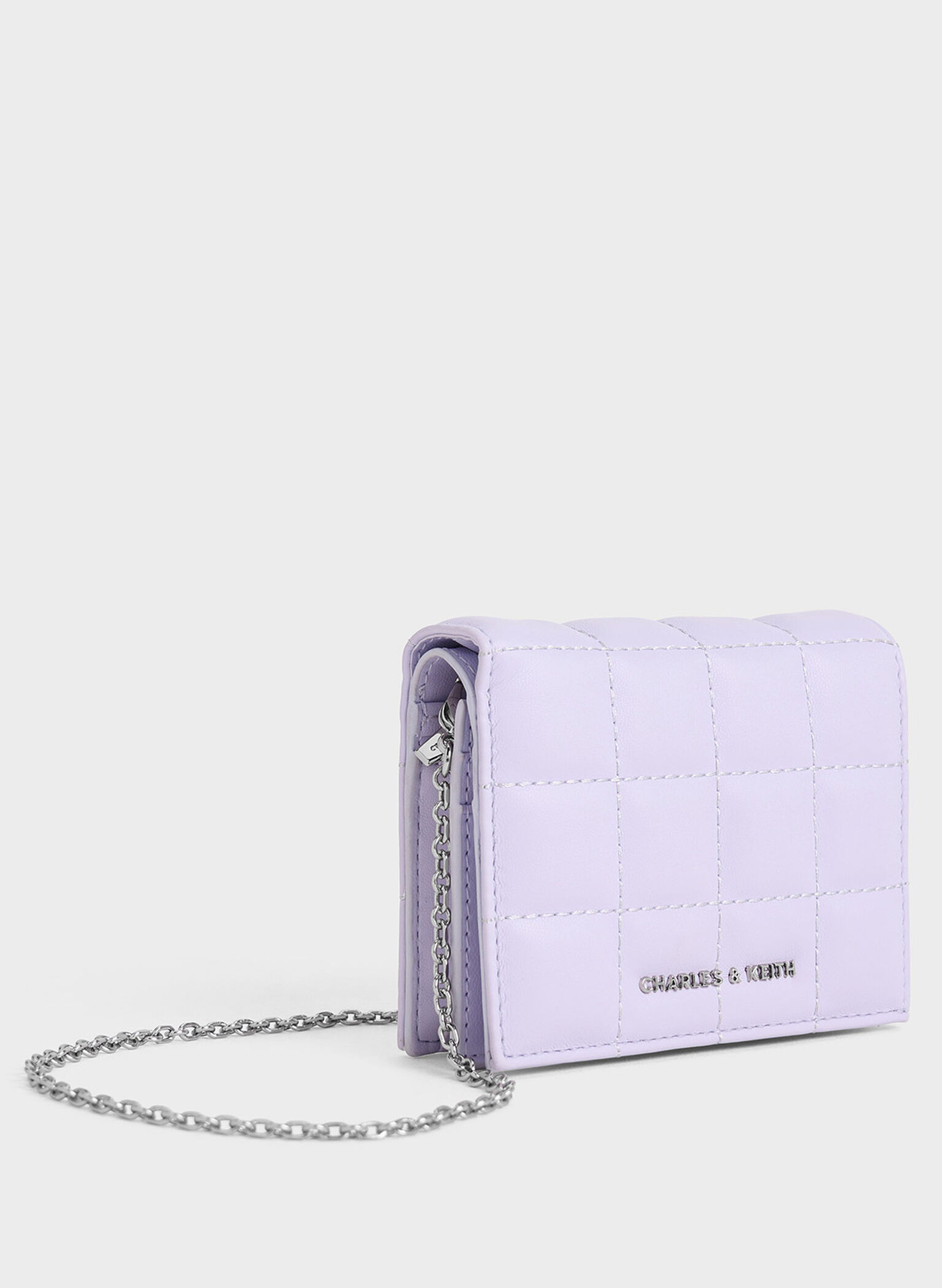 Cassia Quilted Chain-Handle Mini Wallet, Lilac, hi-res