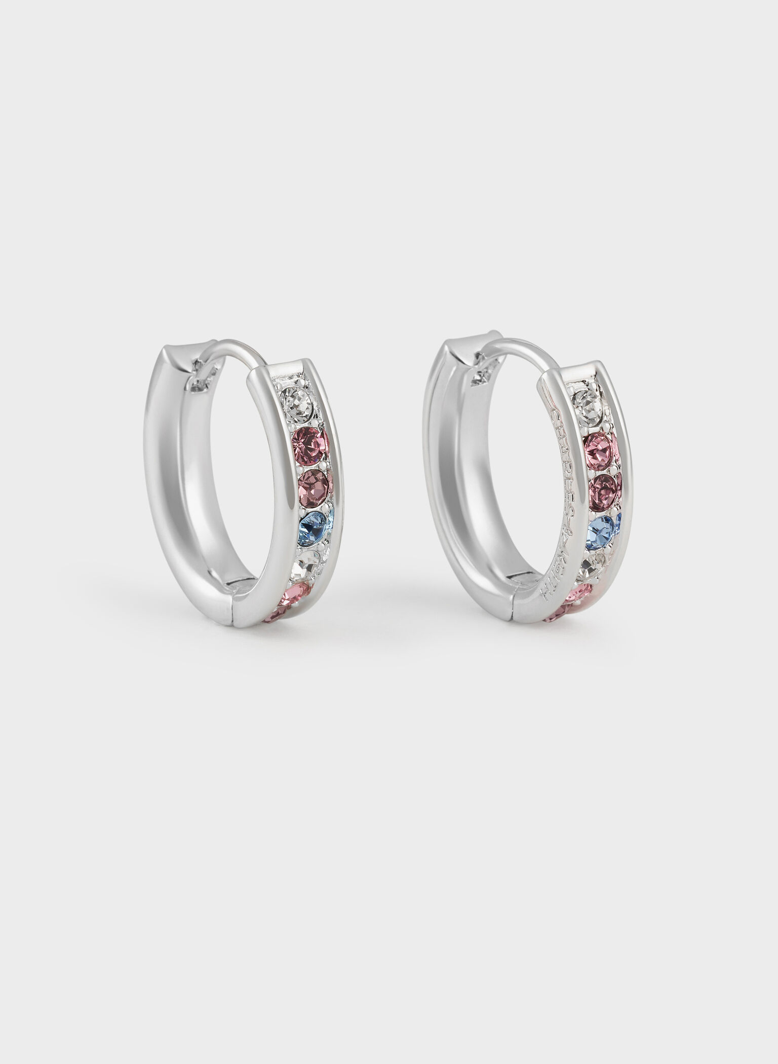 Maeve Crystal-Embellished Hoop Earrings, Silver, hi-res