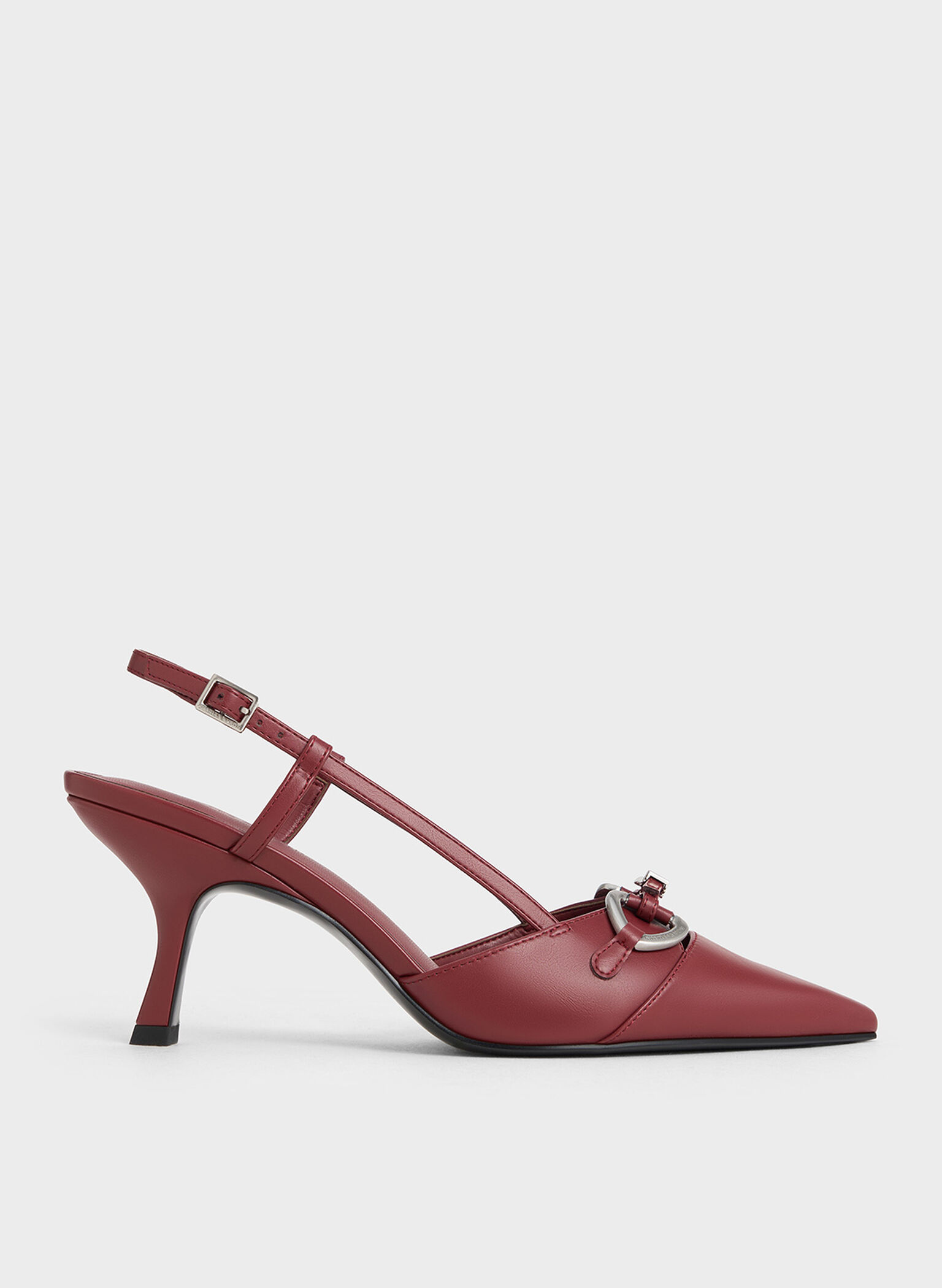 Metallic-Accent Slant-Heel Slingback Pumps, Burgundy, hi-res