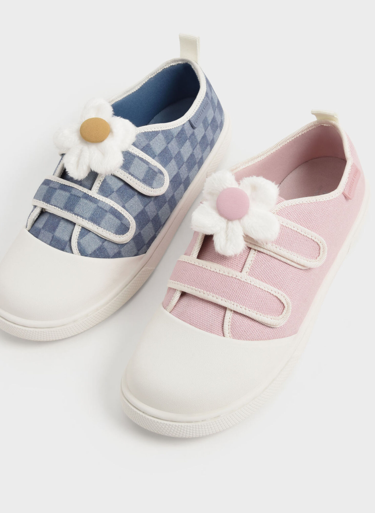 Girls' Flower-Embellished Canvas Sneakers, Light Pink, hi-res
