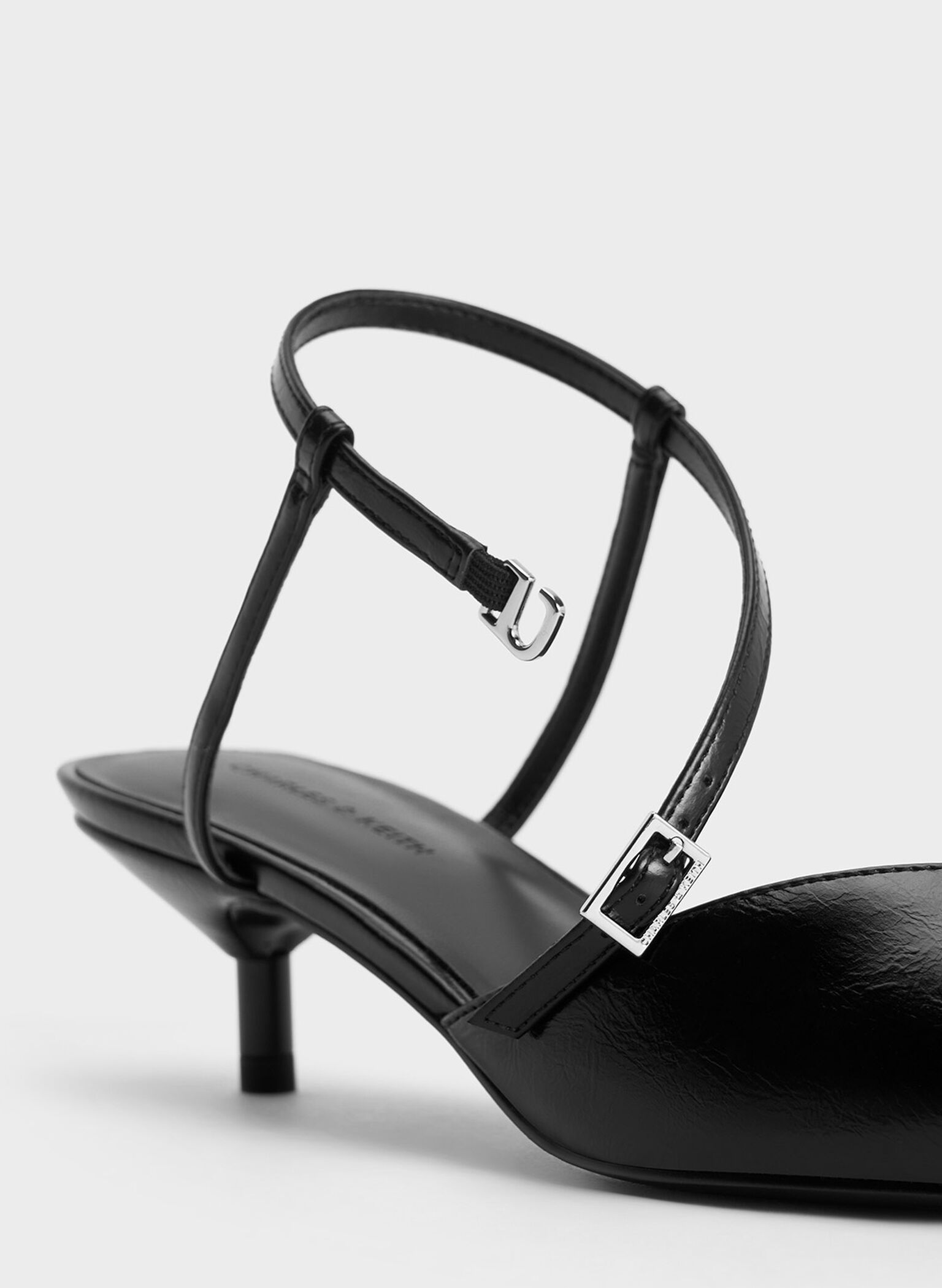 Crinkle-Effect Kitten-Heel Pointed-Toe Pumps, Black, hi-res