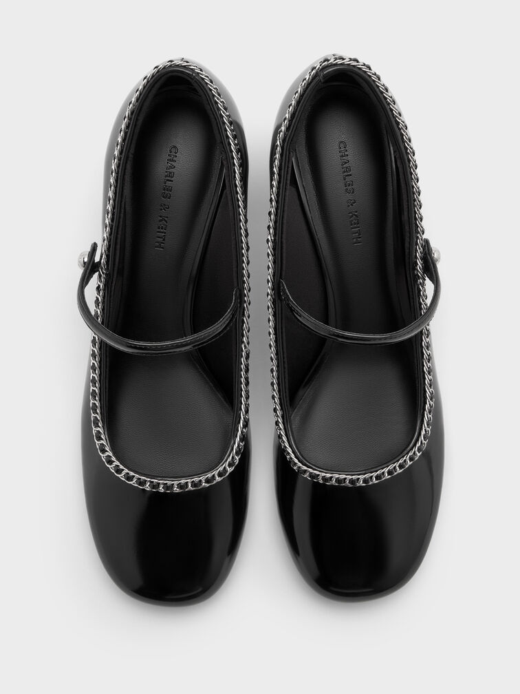 Braided-Chain Block-Heel Mary Jane Pumps, Black Box, hi-res