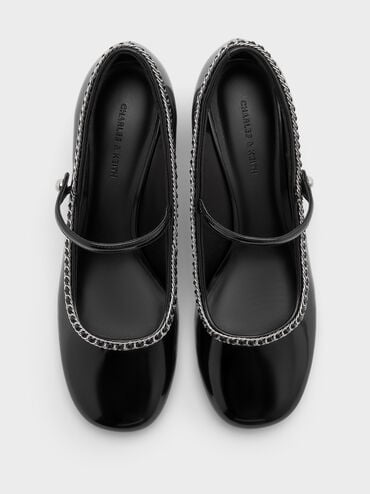 Braided-Chain Block-Heel Mary Jane Pumps, Black Box, hi-res
