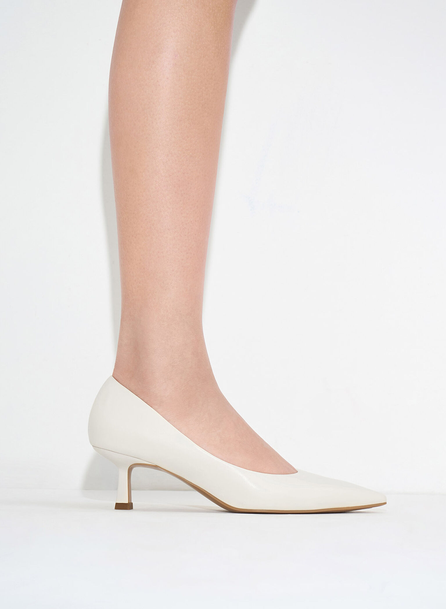 Emmy Pointed Kitten Heel Pumps, Chalk, hi-res