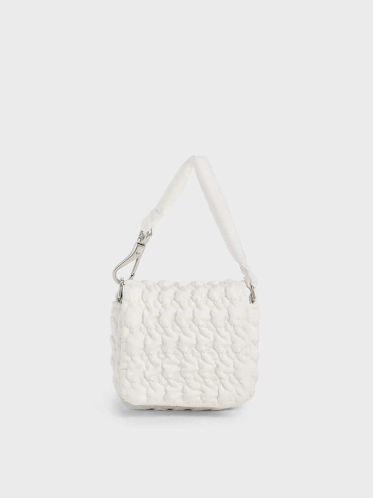 Recycled Polyester Ruched Mini Bag, White, hi-res