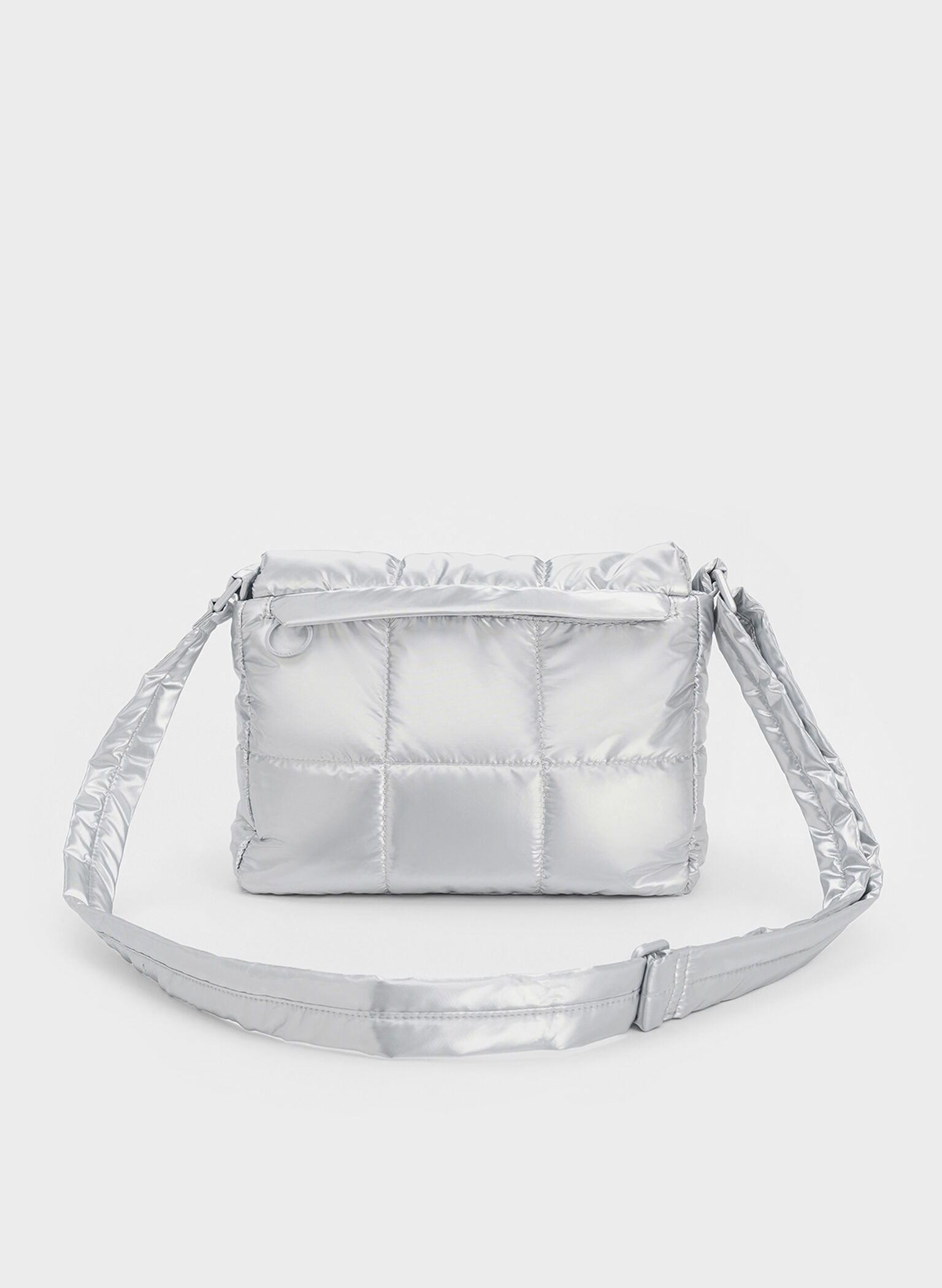 Mini Errya Nylon Quilted Puffy Crossbody Bag, Silver, hi-res
