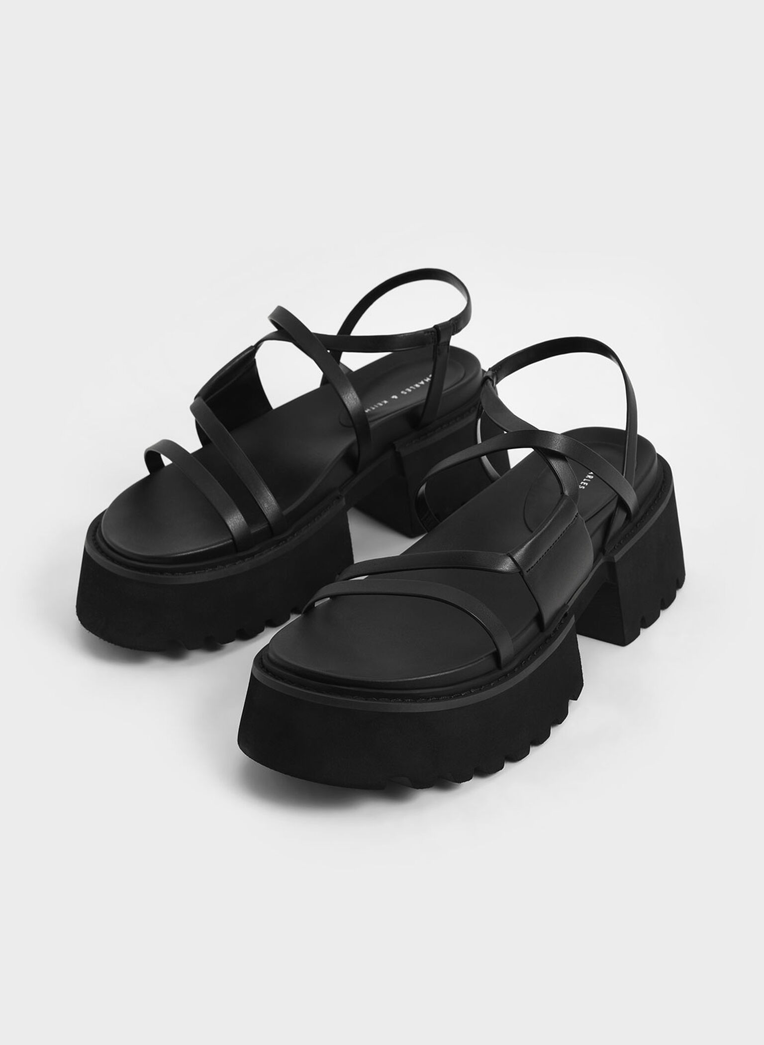 Nadine Strappy Platform Sandals, Black, hi-res