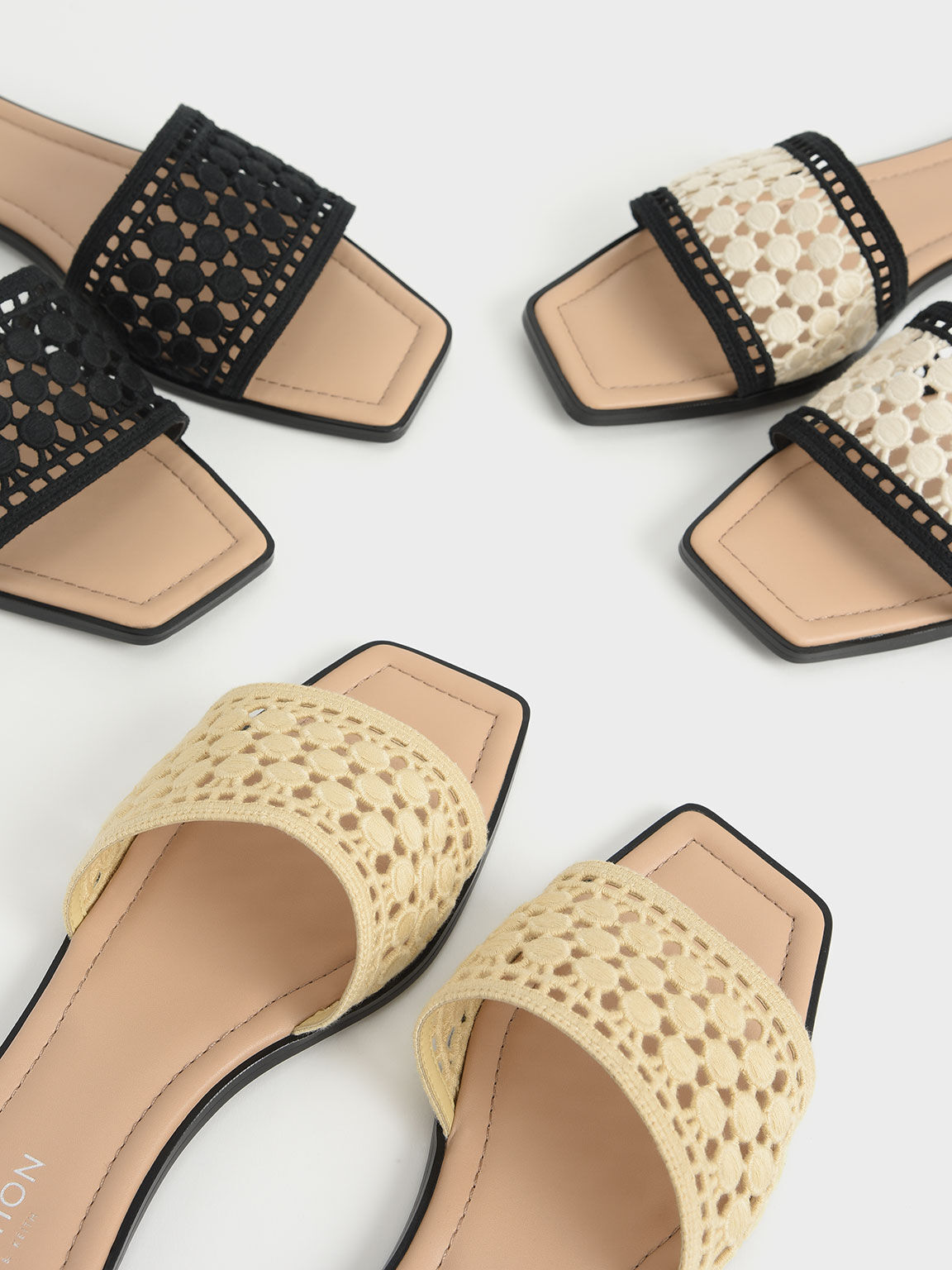 Yellow Asymmetrical Toe Crochet Slides CHARLES & KEITH UK