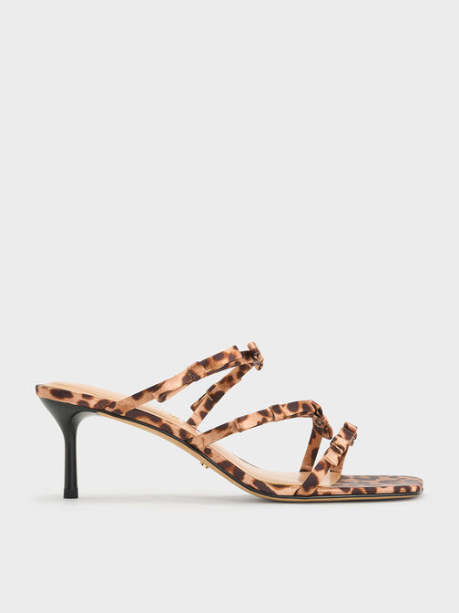 Jessy Recycled Polyester Leopard-Print Bow Heeled Sandals, Multi, hi-res