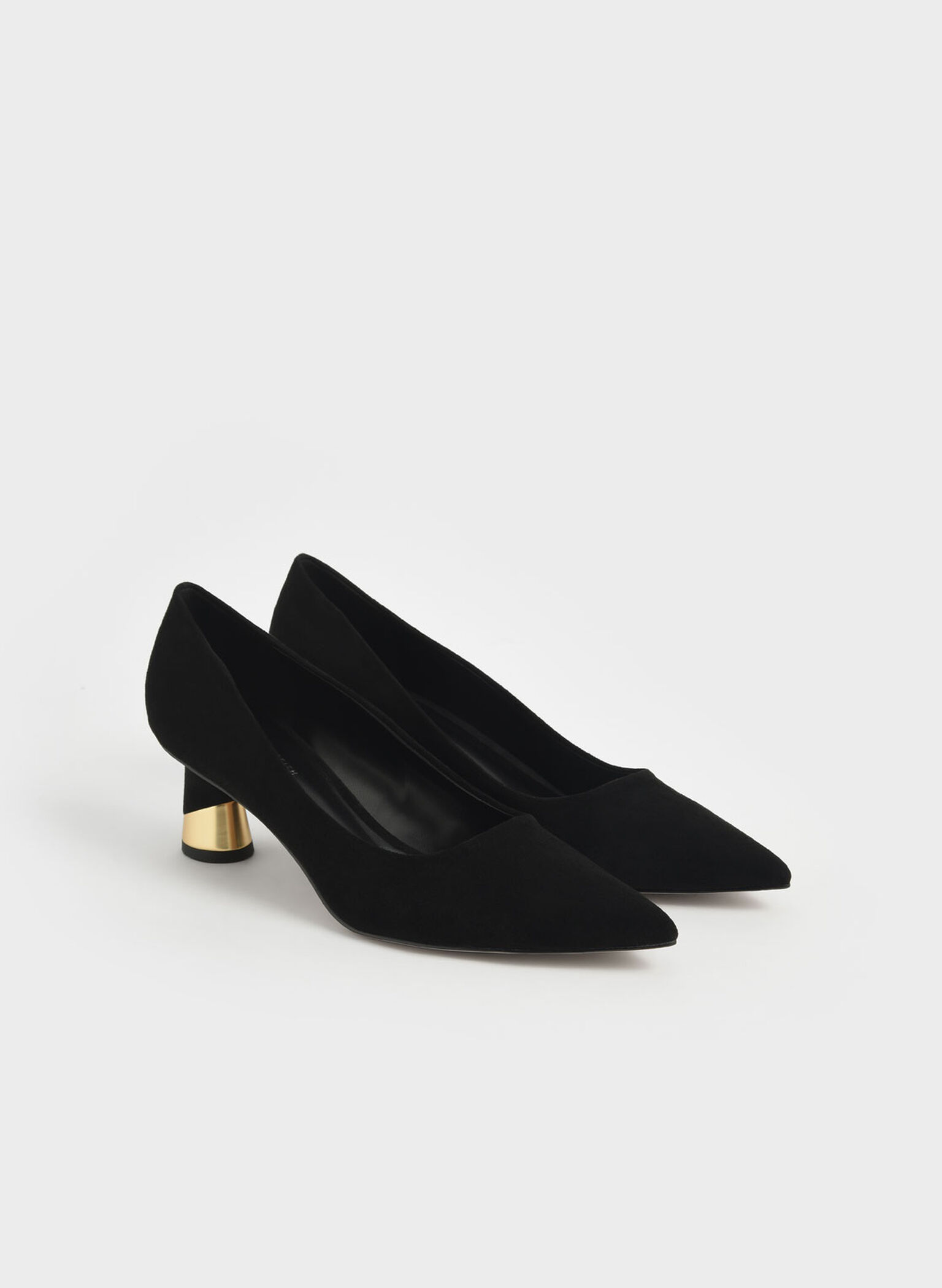 Cammie Metallic Sculptural Heel Textured Pumps, Black Textured, hi-res