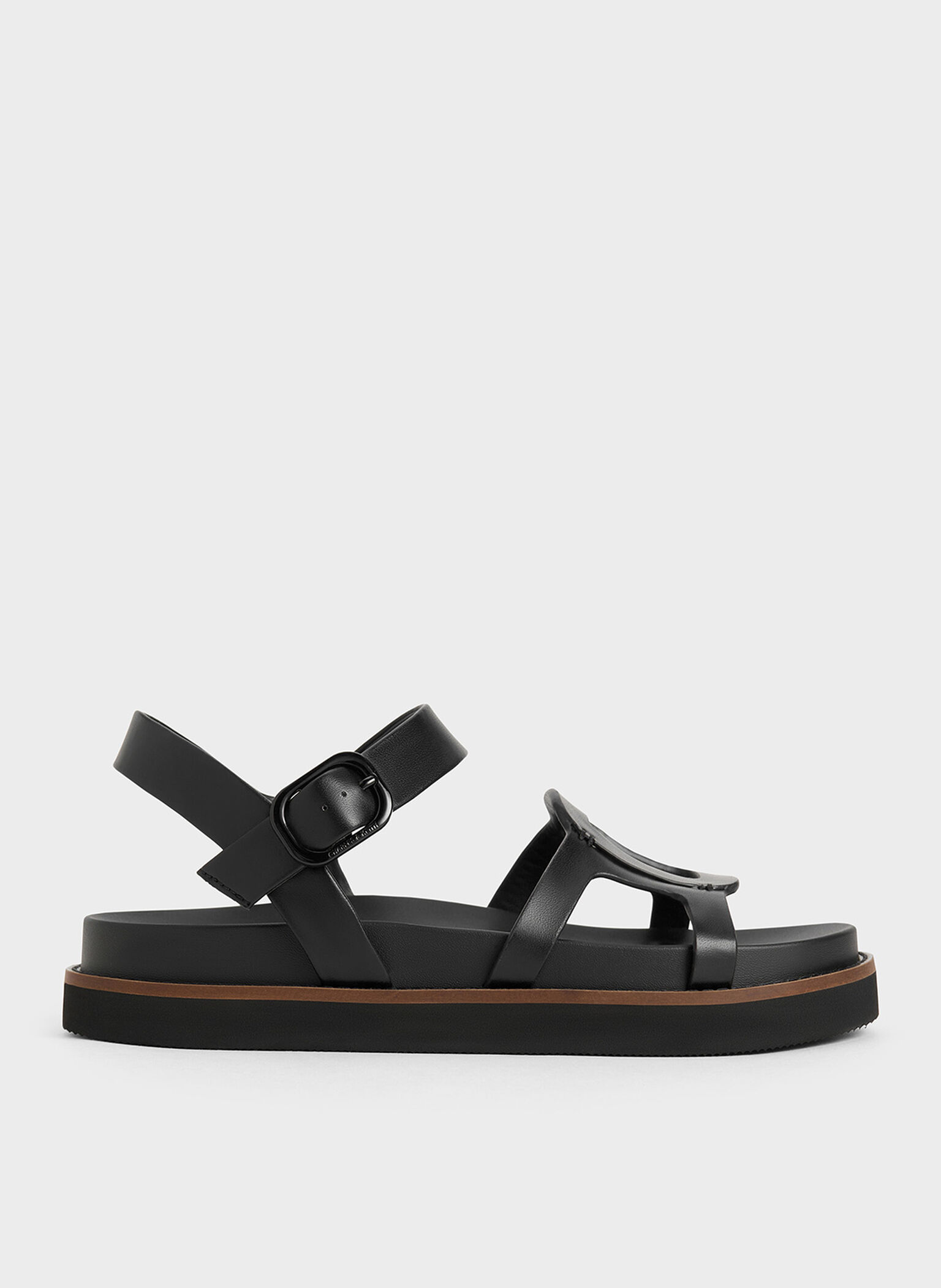 Easley Cut-Out Buckled Sandals, Black, hi-res