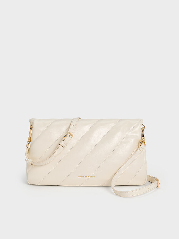 Fawn Panelled Chain-Handle Shoulder Bag, Cream, hi-res