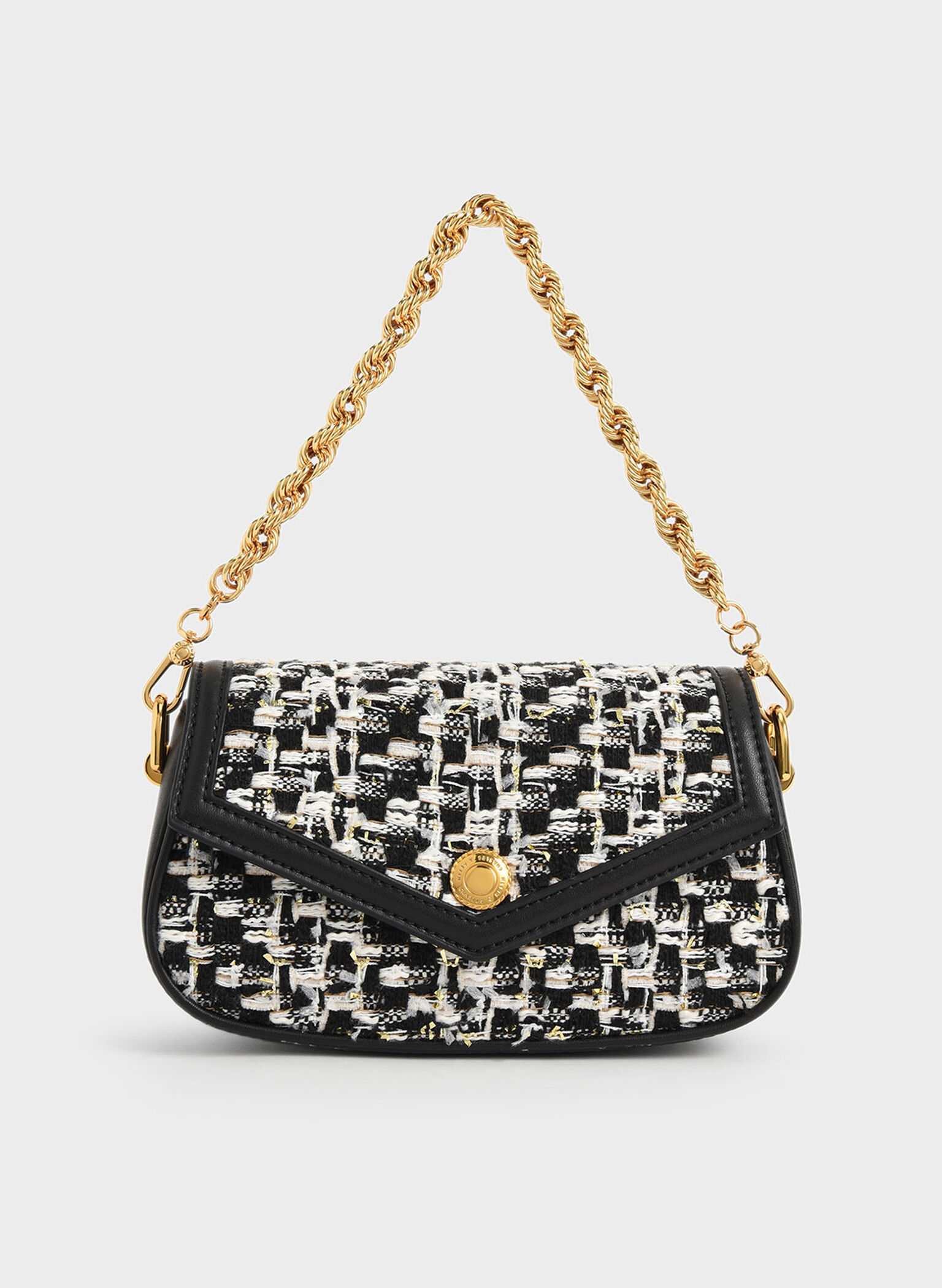 Este Tweed Chain Handle Bag, Black, hi-res