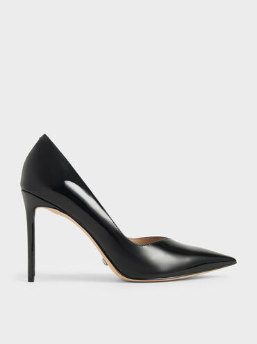 Patent Leather Pointed Toe Pumps, Black, hi-res