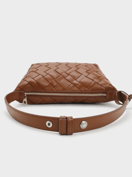 Ivette Woven Shoulder Bag, Chocolate, hi-res