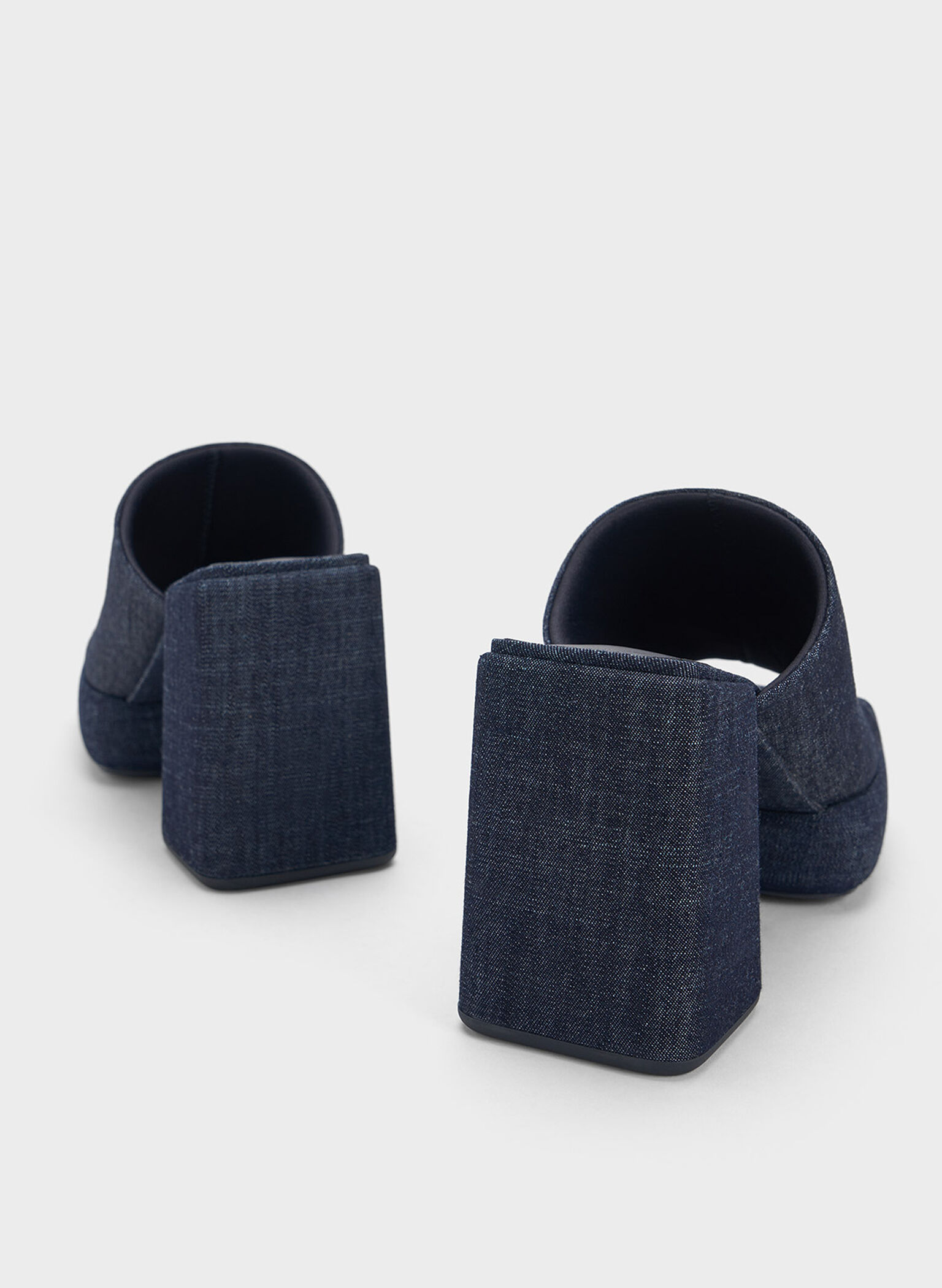 Lucile Denim Block-Heel Platform Mules, Dark Blue, hi-res