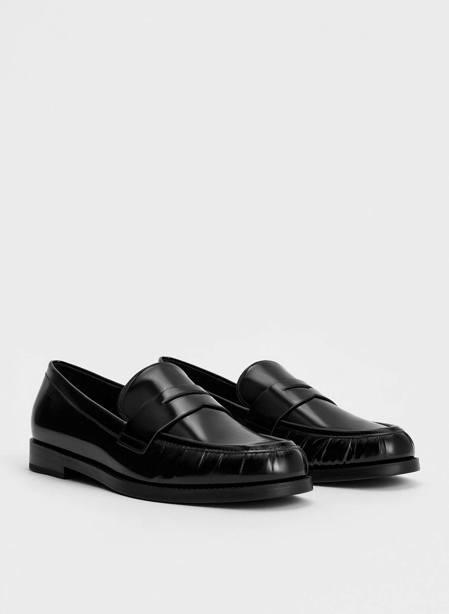Ruched Penny Loafers, Black Box, hi-res