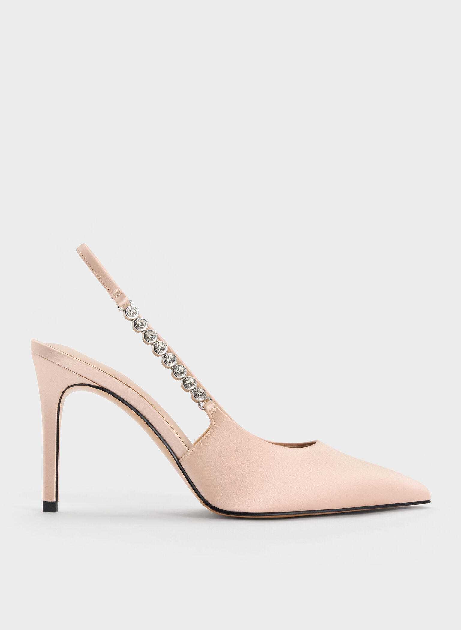 Flores Recycled Polyester Gem-Strap Slingback Pumps, Beige, hi-res