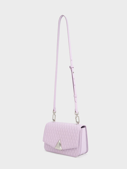 Quinlynn Metallic Accent Quilted Bag, Lilac, hi-res
