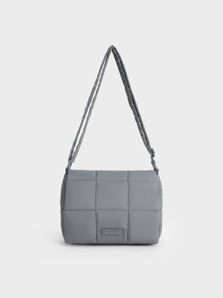 Mini Errya Nylon Quilted Puffy Crossbody Bag, Grey, hi-res