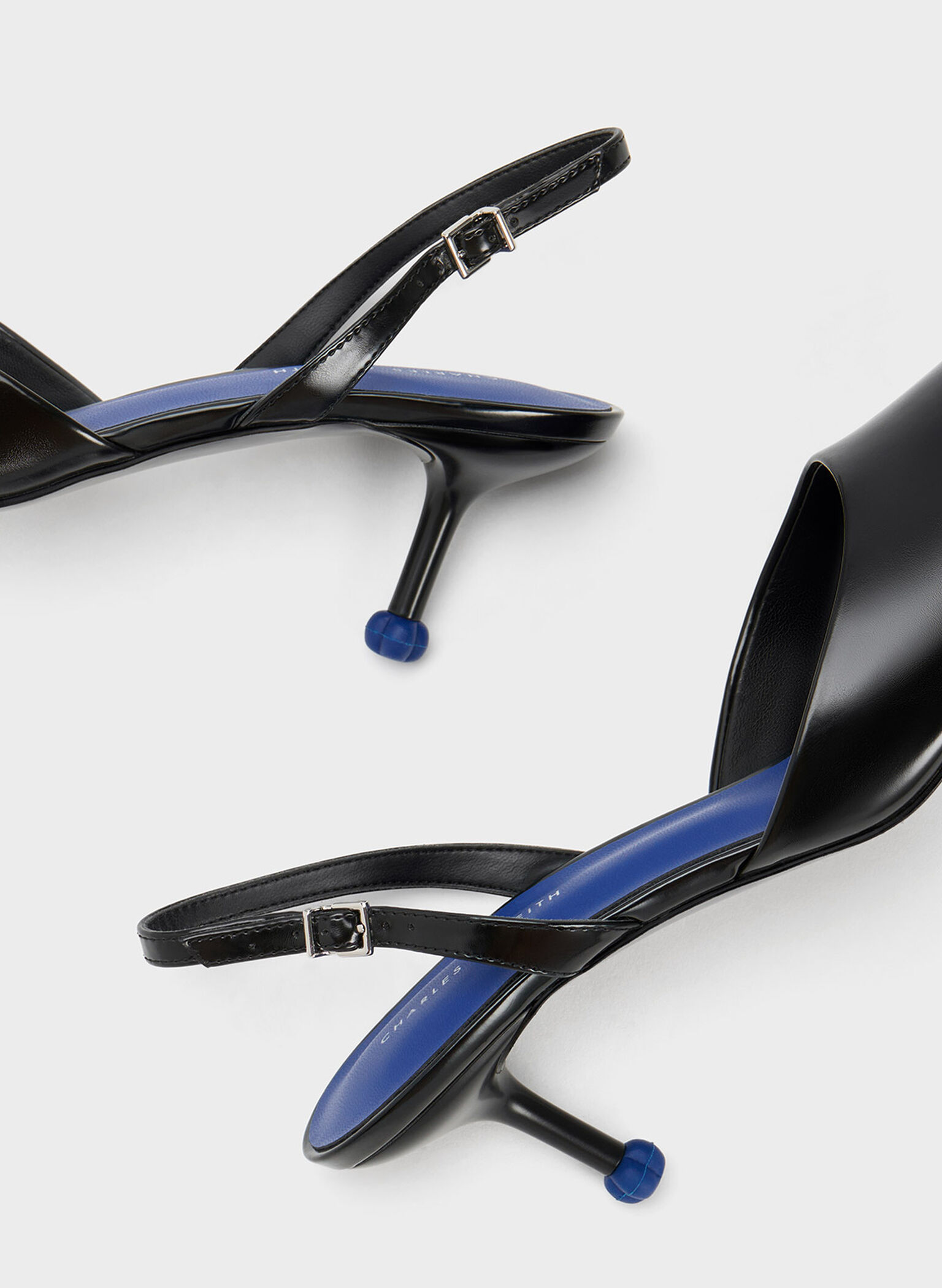 Sculptural Heel Slingback Pumps, Black, hi-res