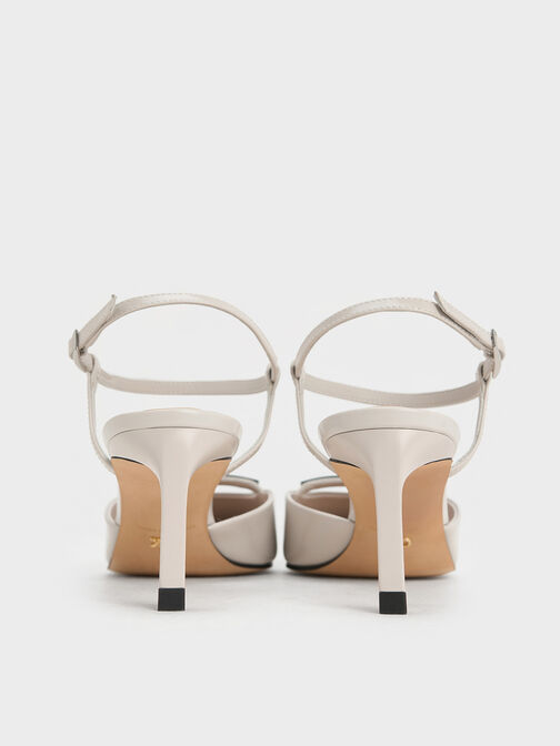 Leather Kitten-Heel Ankle-Strap Pointed-Toe Pumps, Light Grey, hi-res