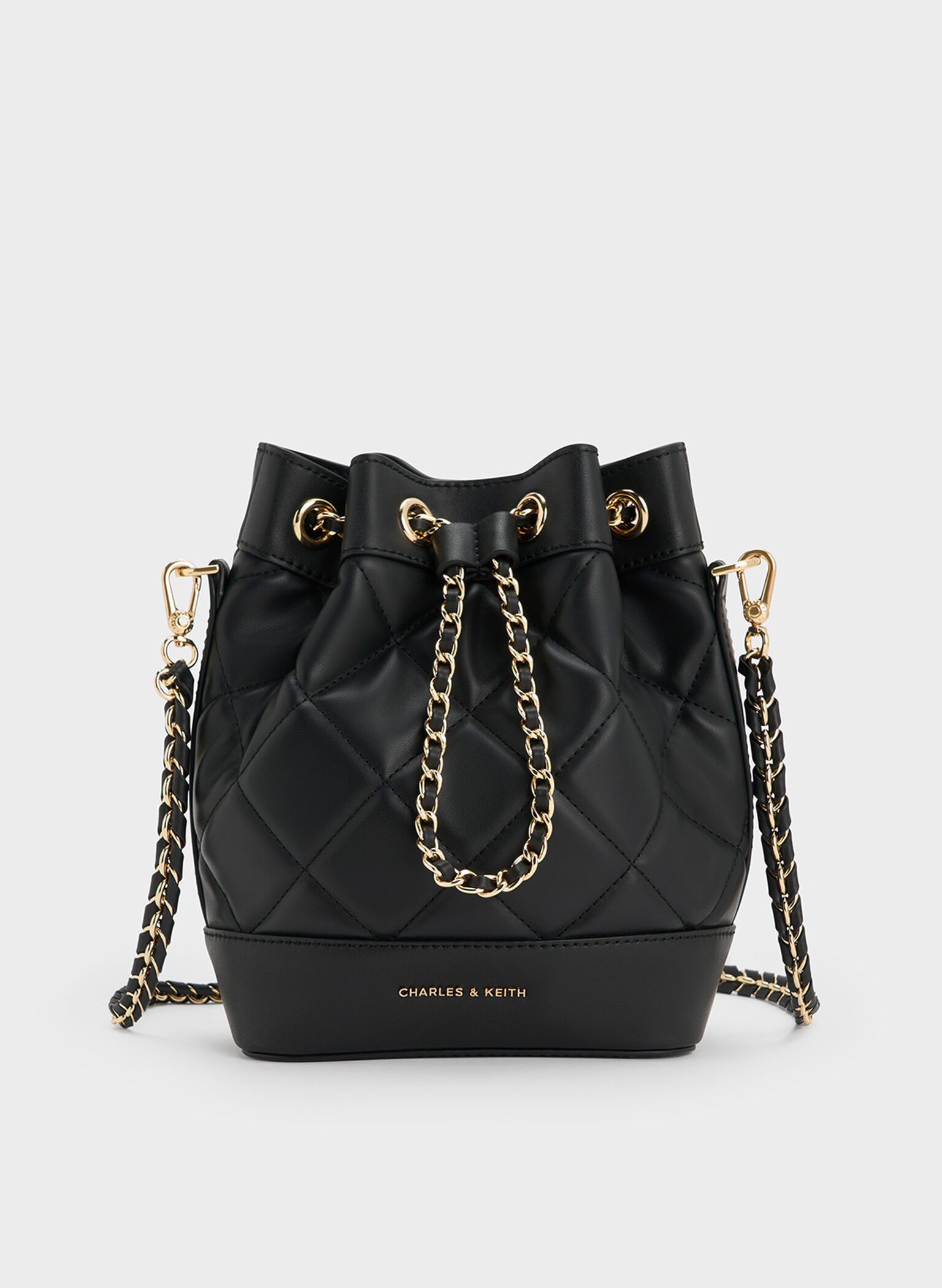 Julia Quilted Two-Way Bucket Bag, Black, hi-res