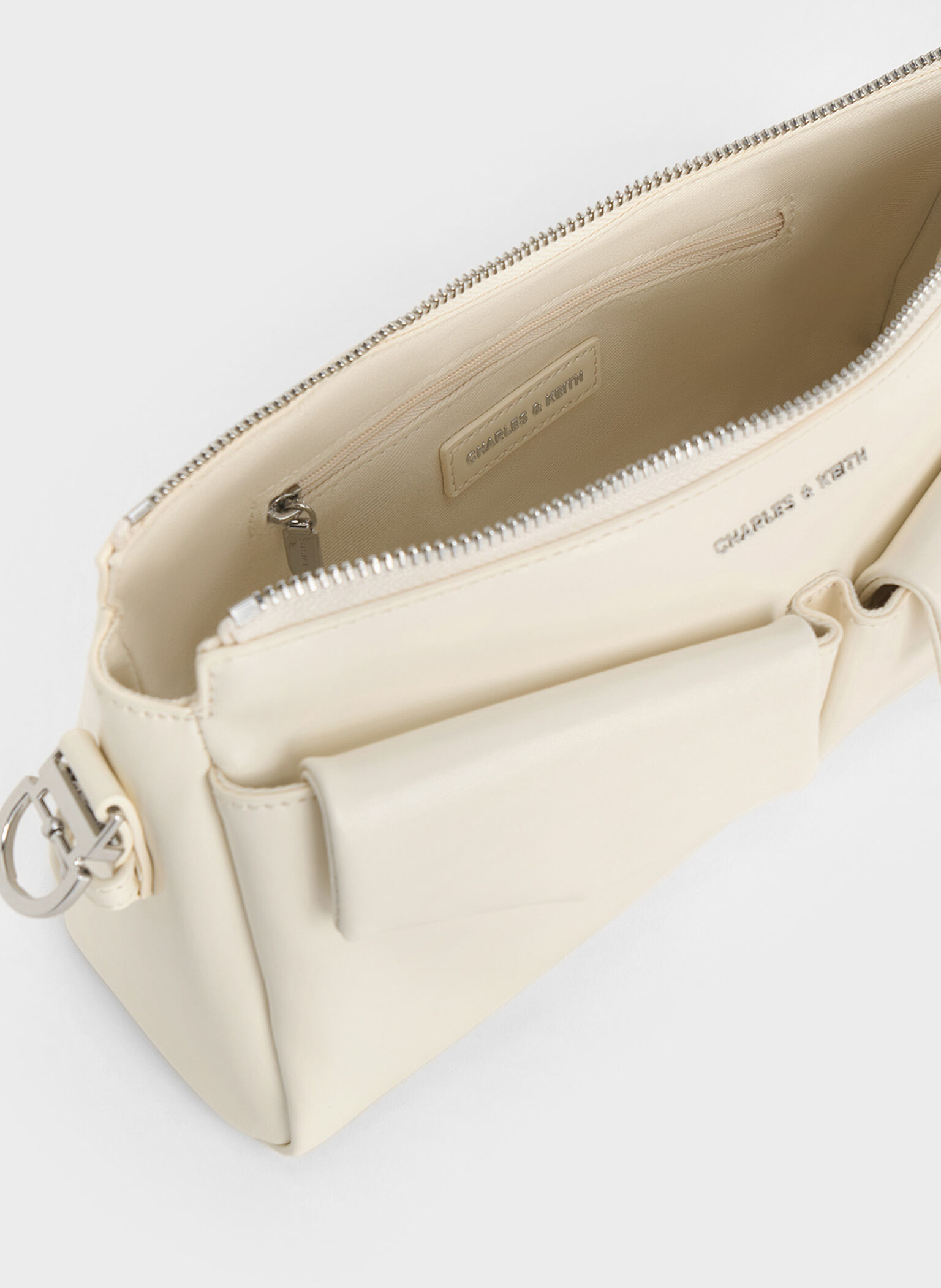 Rachel Elongated Front-Pocket Chain-Handle Bag, Cream, hi-res
