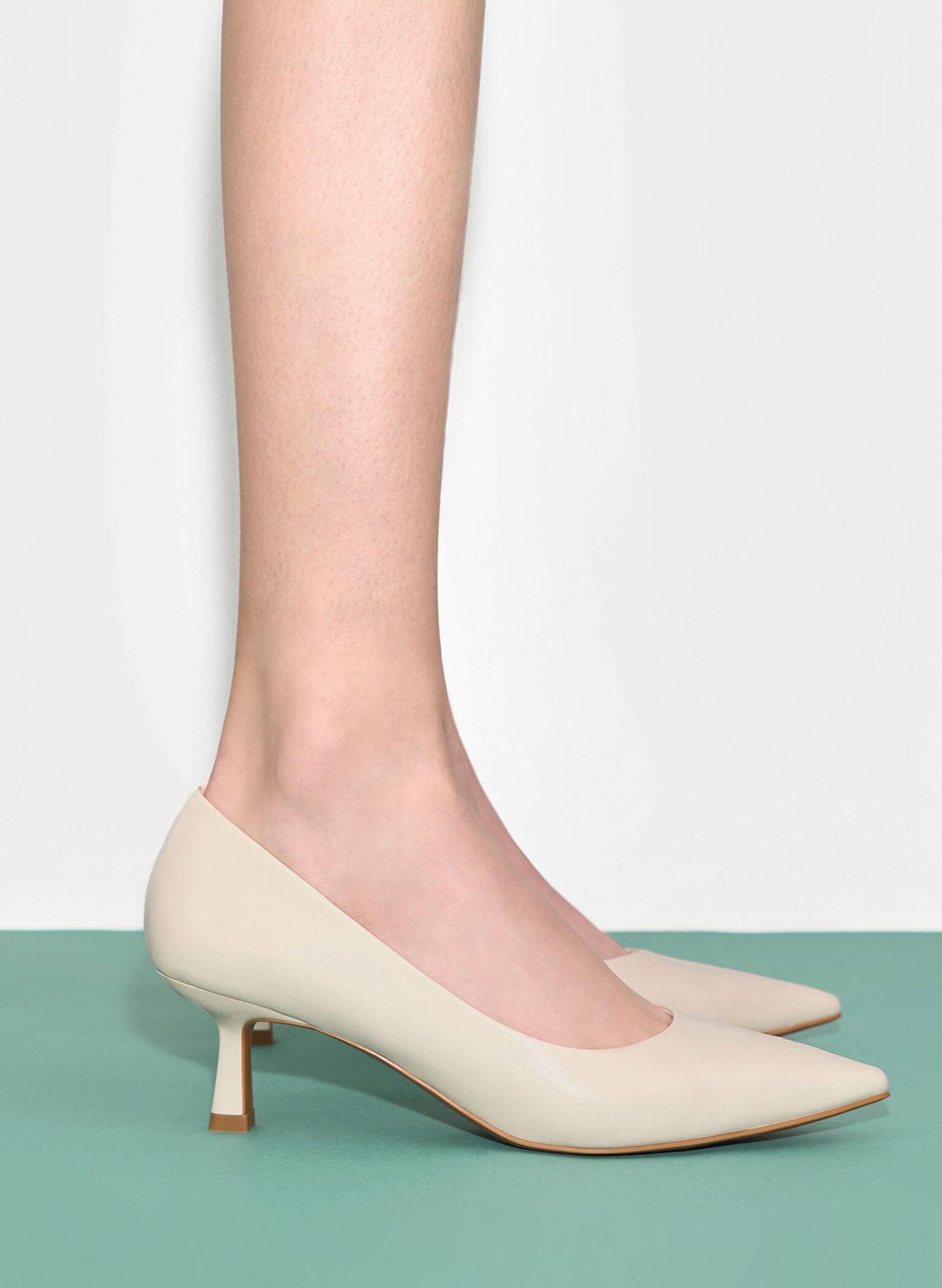 Emmy Pointed Kitten Heel Pumps, Chalk, hi-res