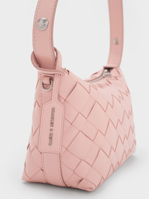Ivette Woven Shoulder Bag, Light Pink, hi-res